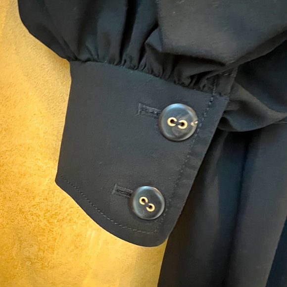 Badgley Mischka Black Midi Dress with Balloon Sleeves - Picture 6 of 14